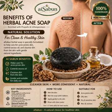 Picture of [100% Natural Handmade Acne Soap] aiSabun Propolis & Lithospermum 100g – Controls Oil, Cleanses Skin & Skin-Friendly