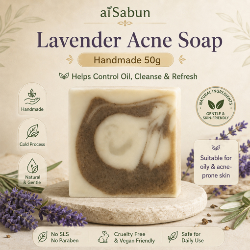Picture of [100% Natural Handmade Acne Soap] aiSabun Lavender Acne Cold Process Soap 50g – Controls Oil, Cleanses & Skin-Friendly